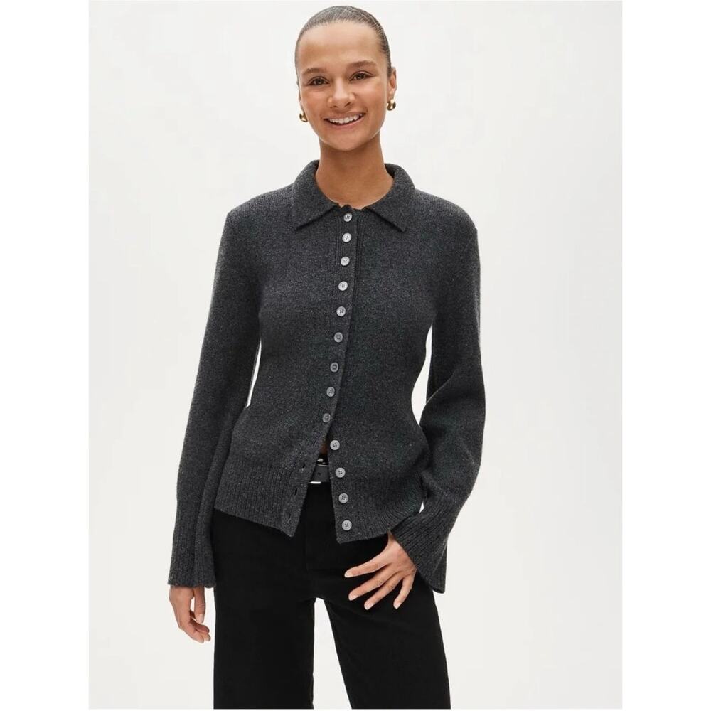 NWOT J.Crew Milano Stitch Cinched Waist Cardigan Gray Lambswool Rustic Size XXS - Picture 1 of 8